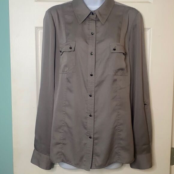 AK Anne Klein Gray Blouse - Picture 1 of 9